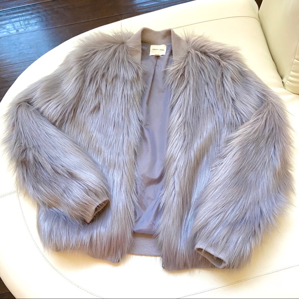 Urban Outfitters Lavender Grey Fur Coat Jacket
